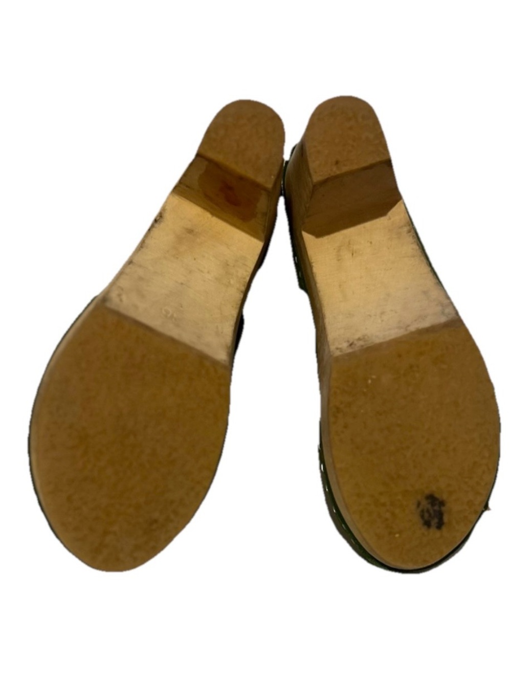 BRYR Green Suede Wooden Clogs Size 36 Handmade Leather Slip On Mules - Picture 4 of 11